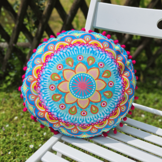 Rundes Kissen Mandala Blume klein 31cm